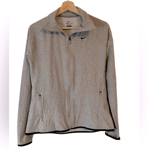 Nike Dri-Fit Full Zip Jacket‎ Women’s L Gray Athletic Cotton Blend - Picture 1 of 3